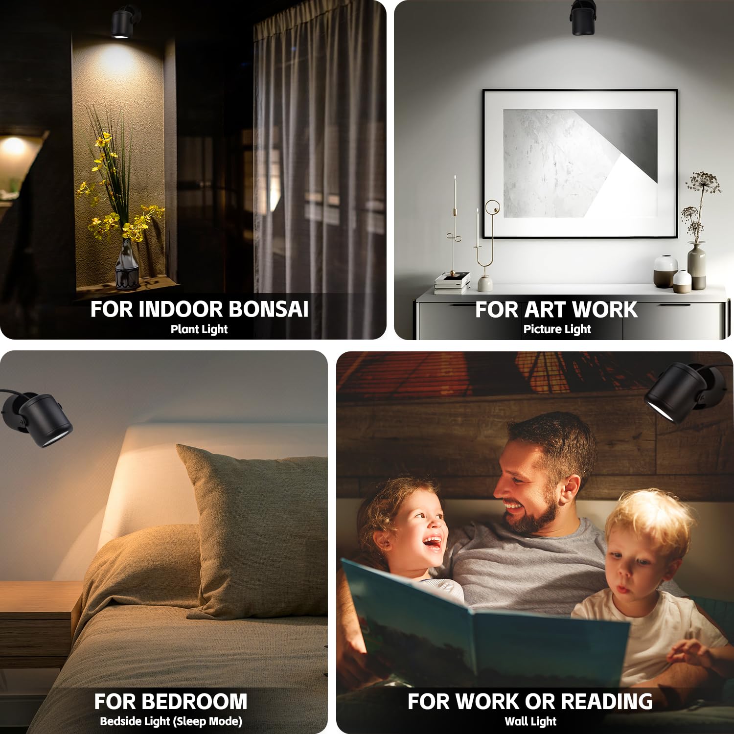 Paquete de 2 focos LED de 12 W para interiores con temporizador, control remoto, temperatura de color ajustable continua, regulable, luces de acento de 8000 K, luces de piso para iluminación