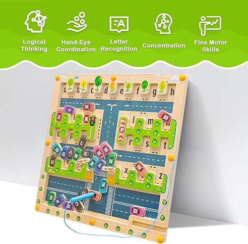 Miniatura 2 de Tablero magnético del laberinto del alfabeto, letras Montessori ABC para habilidades motoras finas, juguetes de aprendizaje para niños de 2 a 4 años