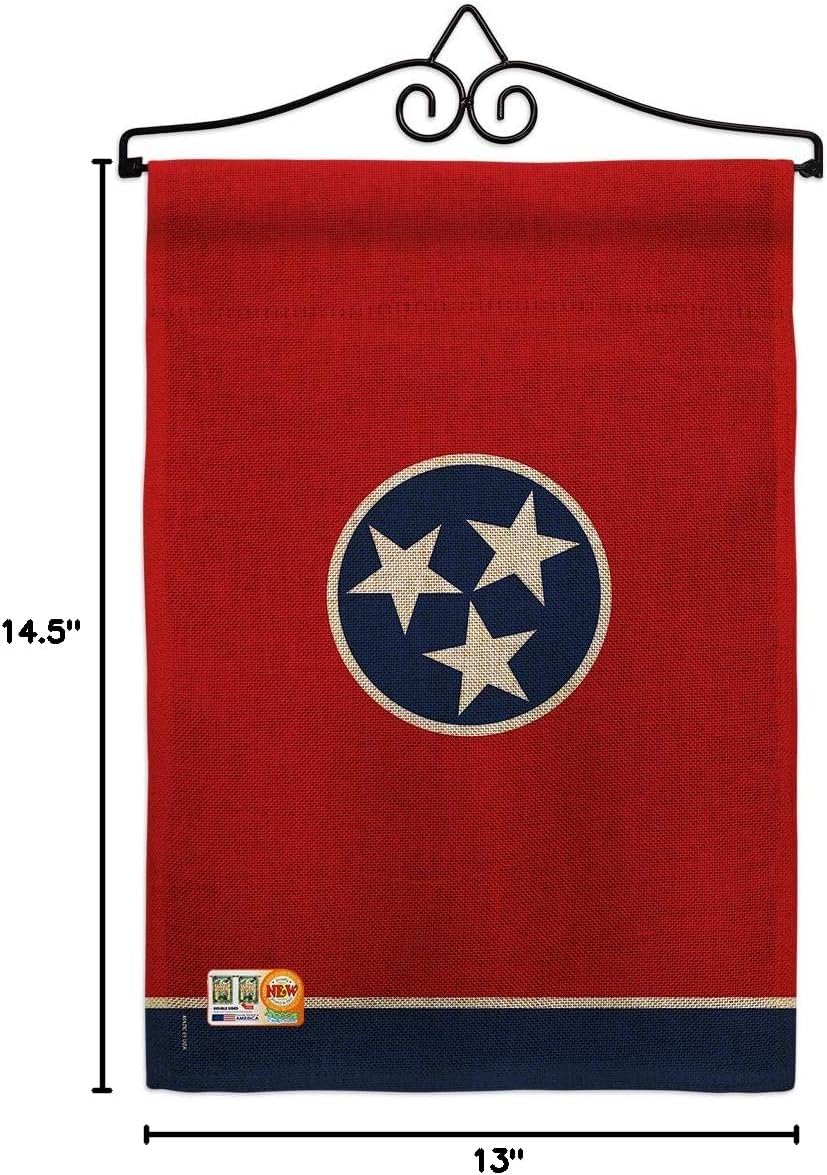 Tennessee Burlap Garden Flag Set Wall Hanger Americana States USA American Territories Republic Country Particular Area Small Decorative Gift Yard House Banner Double-Sided Made In 13 X 18.5