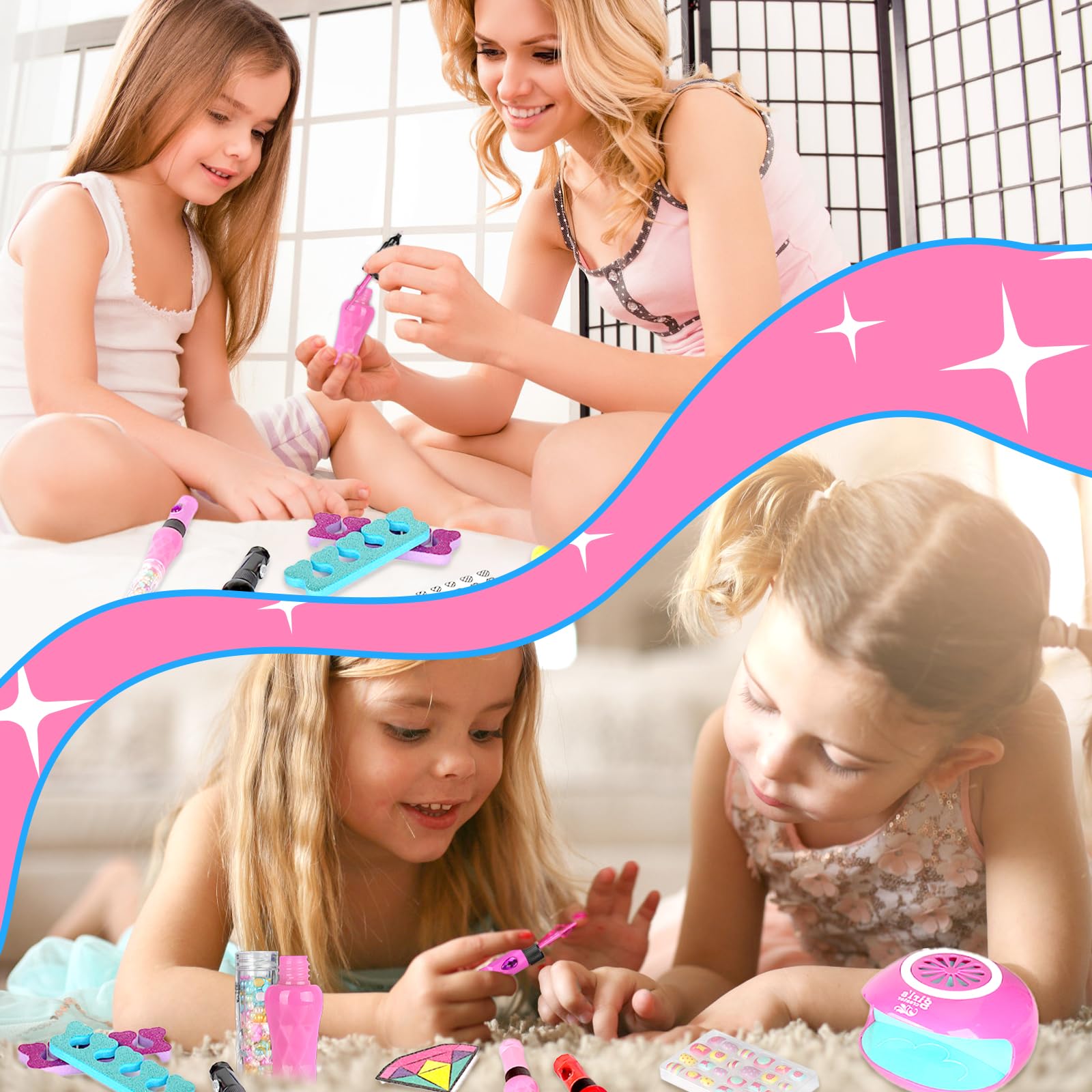 UCAMP Kit Manucure Enfant, Vernis à Ongles pour Fille, Sèche Ongles, Nail Art Jouet Cadeau pour Filles 7-12 Ans