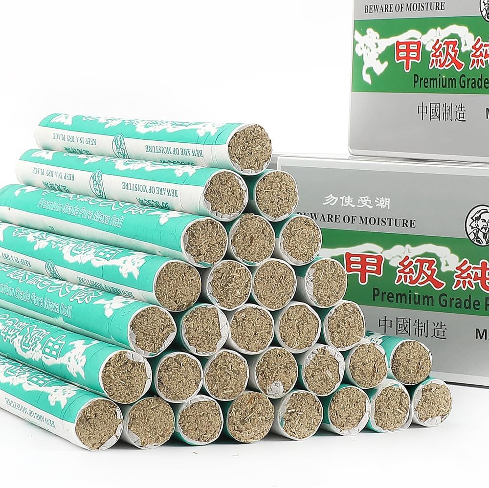 OSPNIEEK Pure Moxa Rolls, 30 Rolls Handmade Mild Moxibustion Mugwort Sticks, Natural Moxa Cones for Waist Neck Knee Back Acupoint Care, Ai Jiu 艾草条 艾灸