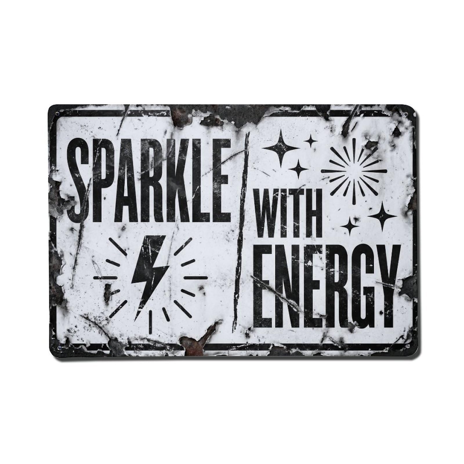 Sparkle with Energy Vitality Retro Motivational Slogans Vintage Metal Tin Sign Wall Decor for Cafe, Club, Garden Metal Poster 8x12Inch