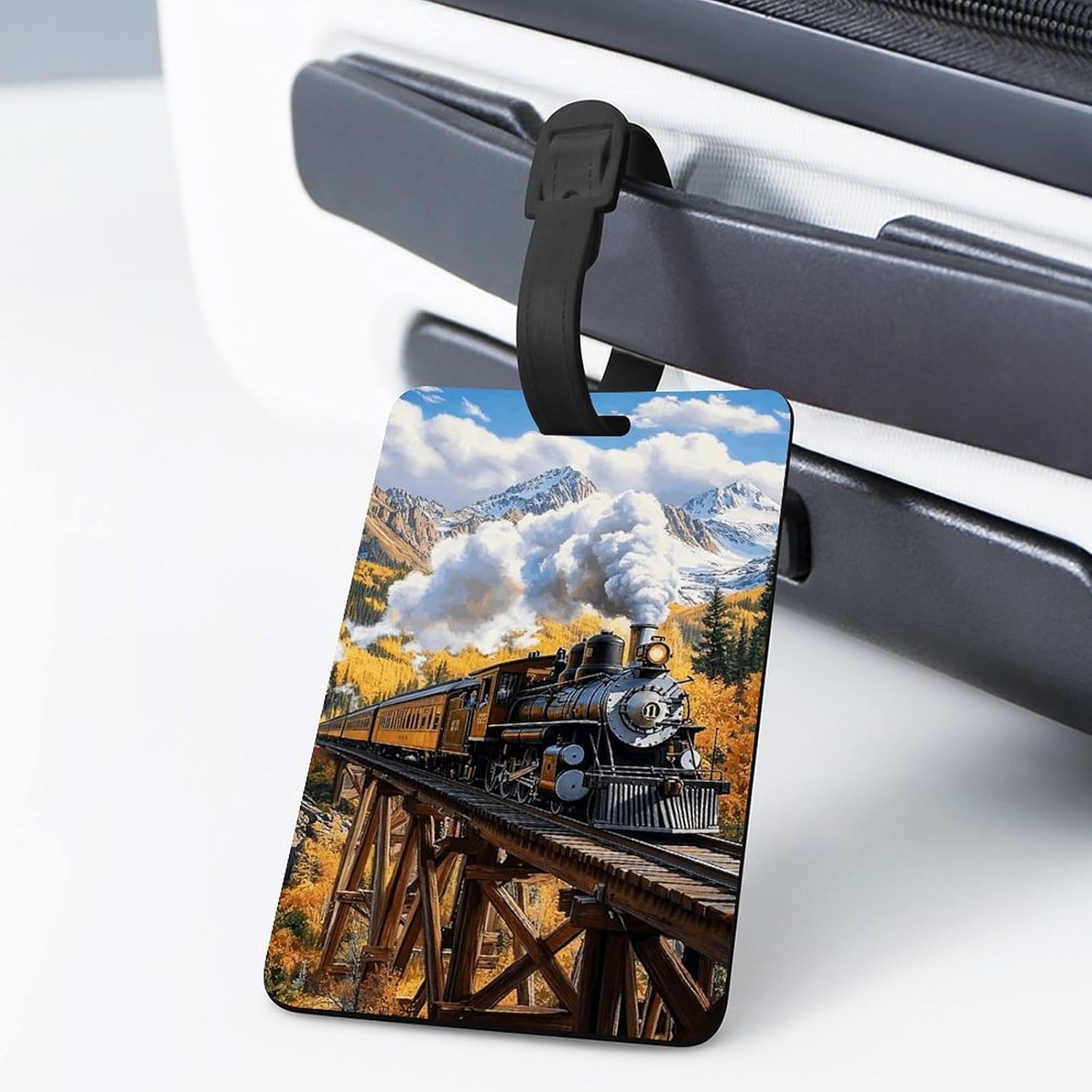 Mountain Steam Train Luggage Tags for Suitcases Travel Tags image 3