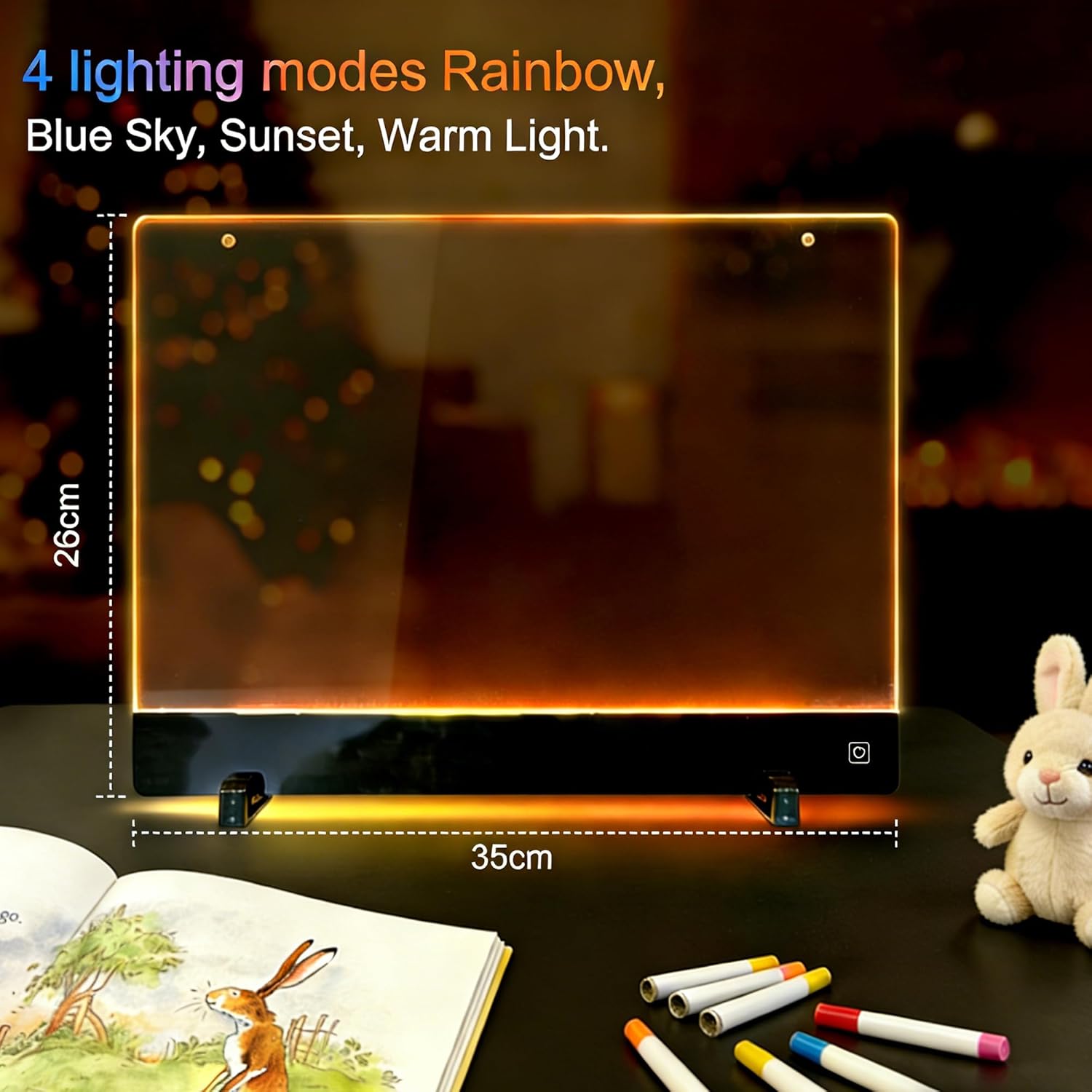 16" Wireless Rechargeable LCD Writing Tablet for Kids 3-8 - 4-Color Glow with Built-in Battery, Screen-Free Doodle Board, Mess-Free Educational Travel Toy, Birthday Gift for Toddler Girls Boys
