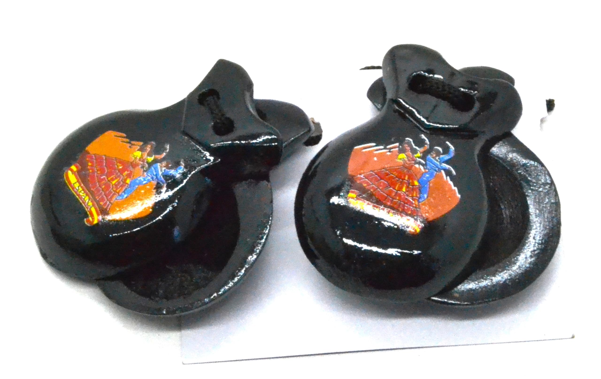Black 1 Pair Spanish Small Castanelles 6cm (2-6) Natural Pine Wood SIZE for the little ones. Traditional Spanish Souvenir Gift of Spain Hand Percussion - Image 2