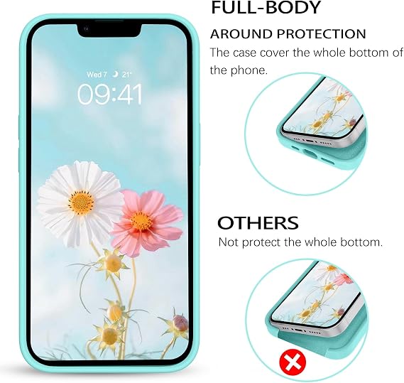 BENTOBEN Compatible with iPhone 14 Case, Soft Silicone Gel Rubber Bumper Microfiber Lining Hard Back Shockproof Protective Phone Cover for iPhone 14 6.1, Turquoise