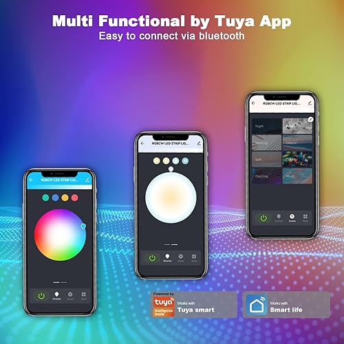 Miniatura 5 de Tatazone Luces LED Bluetooth RGBWW para TV de 80 a 85 pulgadas con control de aplicación, RGB + blanco sintonizable 3000K-6500K TV retroiluminación