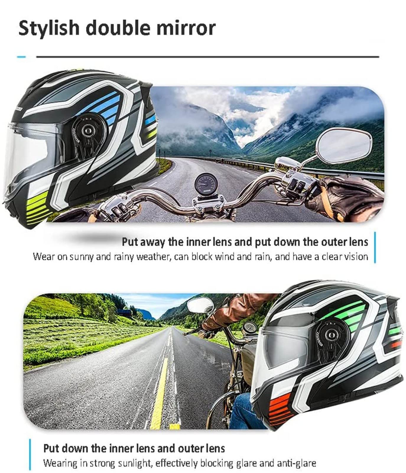 Casque Modulable Moto Bluetooth Intégré ​avec Double Visière ECE Homologué pour Scooter Casque De Moto Homme Et Femme Casques Integral Modulables A,XXXL