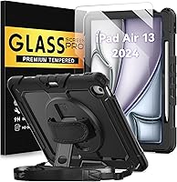 Vista 26 de BLOSOMEET Funda protectora para iPad Pro de 13 pulgadas M4 con protector de pantalla de vidrio templado y soporte para lápiz, funda azul de moda