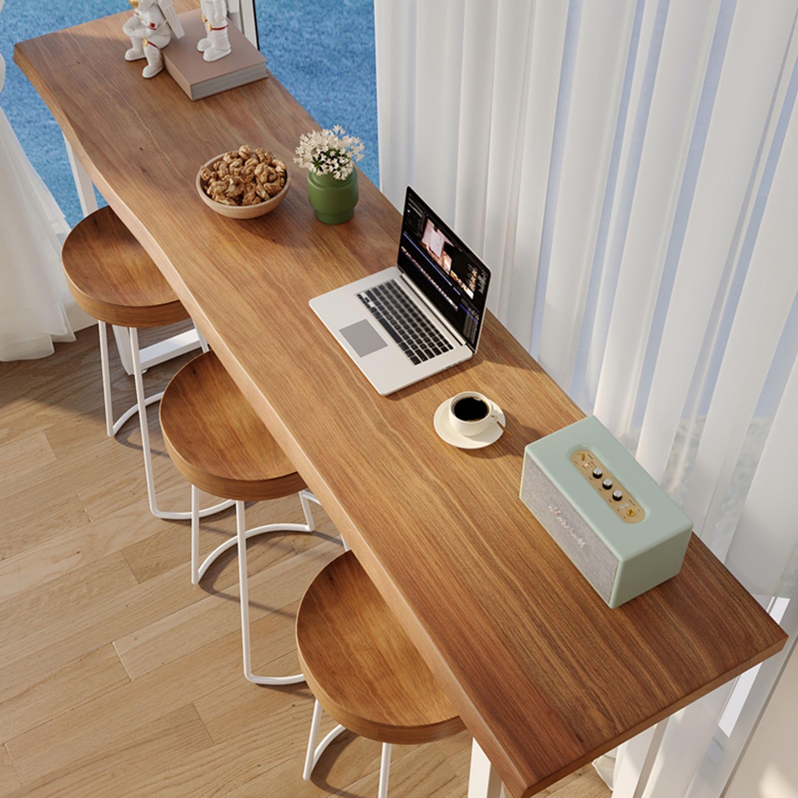 Solid Wood Bar Table for Kitchen Coffee Shop Living Room