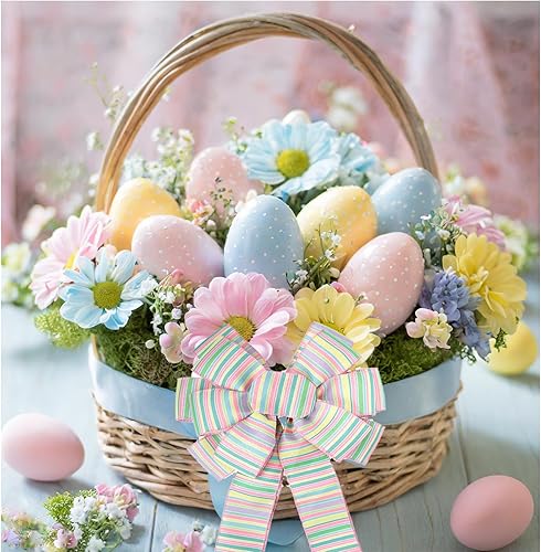 Miniatura 7 de Cinta de Pascua con cable de 2.5 pulgadas, 10 yardas, cinta de Pascua para cestas de Pascua, cinta de tela decorativa para envolver regalos de