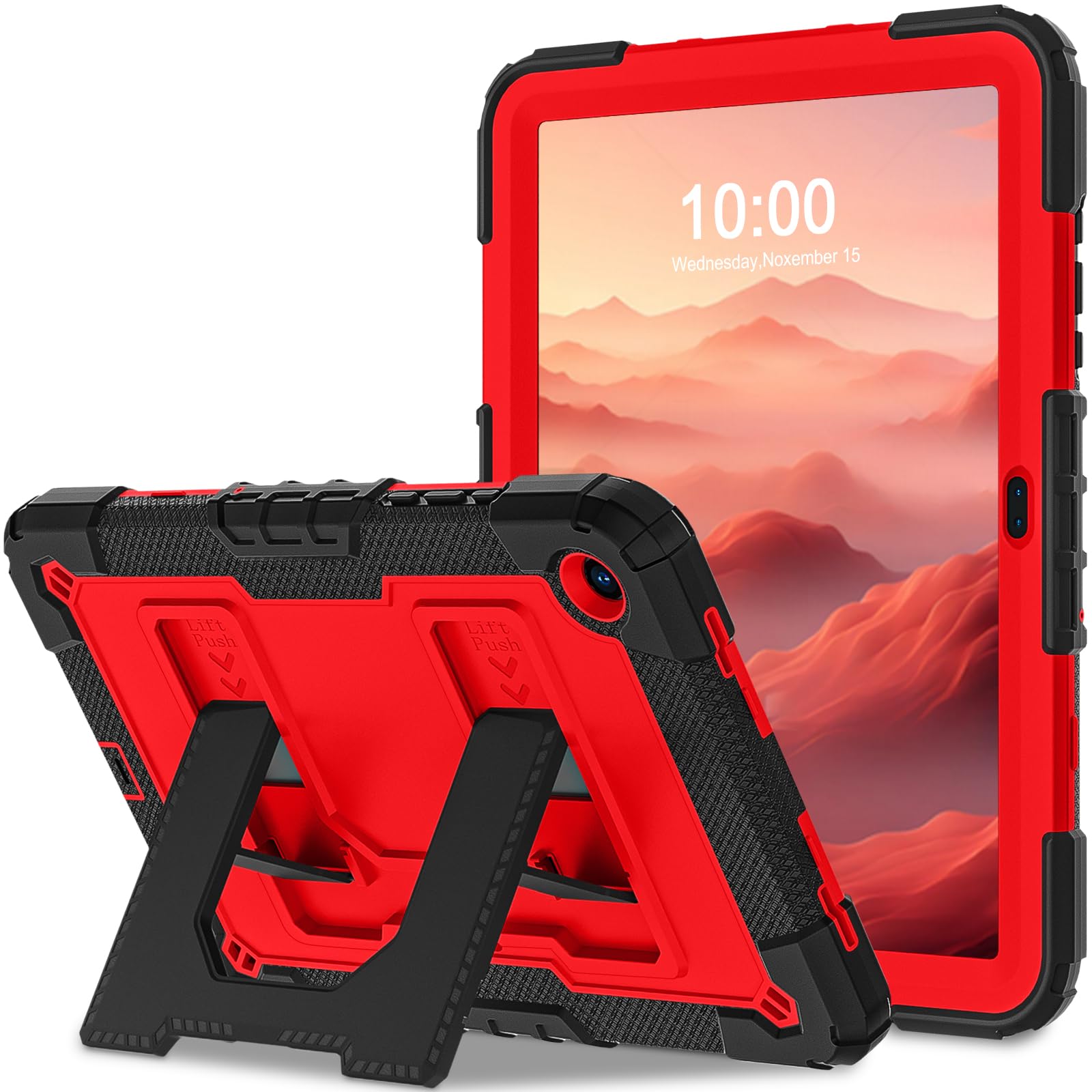 for Galaxy Tab A11 Plus/A9+ 11 Inch Samsung Tablet A11+ Case with Kickstand,Hybrid Shockproof Cover for Samsung Galaxy Tab A9 Plus Tablet Cases,Black Red
