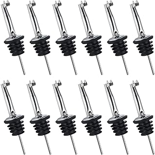 12PCS Stainless Steel Bottle Pourers, Liquor Pour Spouts Set with Flip Top for About 3/4" Bottle Mouth