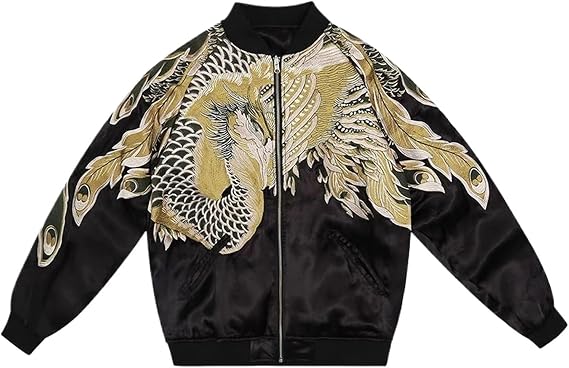 Silk Phoenix Embroidery Men's Double-sided Jacket