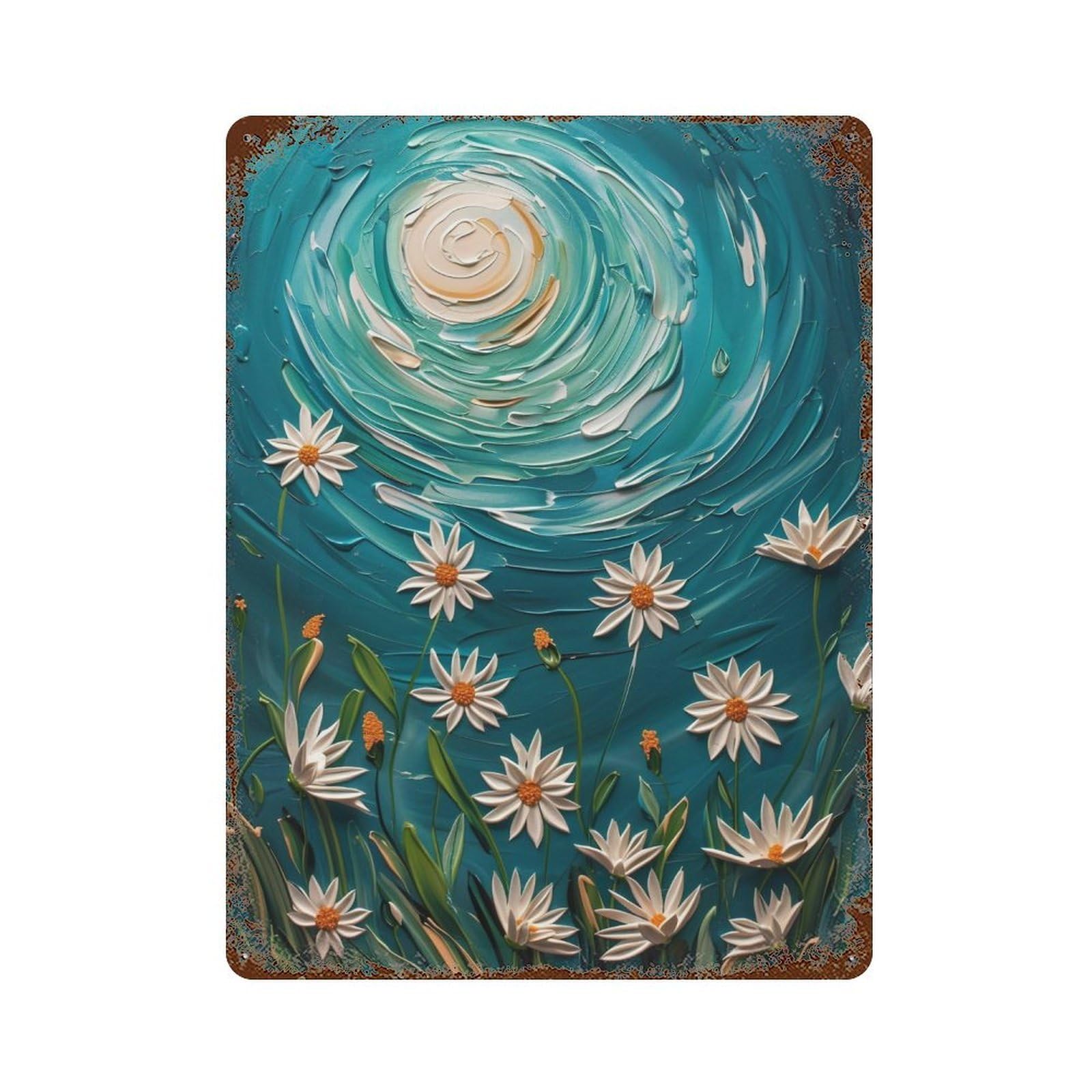 WIHYRTUI Post Impressionist Spiral Night Floral Twig Composition 03 Wall Retro Iron Metal Tin Sign Vintage Art Poster Modern Home Cofffee Club Art Bar Shop Decor Style 40x30cm