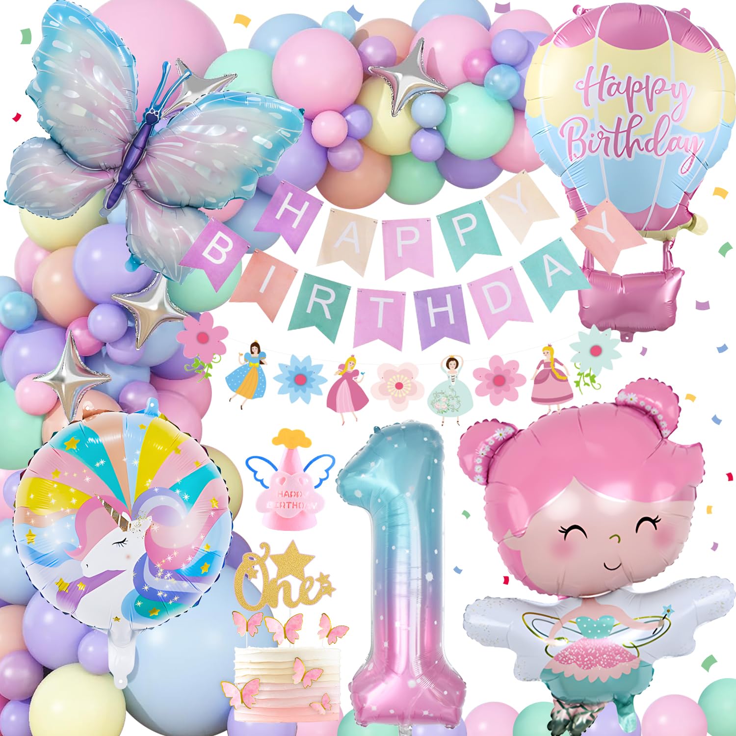 Schmetterling-Geburtstagsdeko Für Mädchen – Komplettes Set Mit Ballons, Banner & Tortendeko – 2. Geburtstag