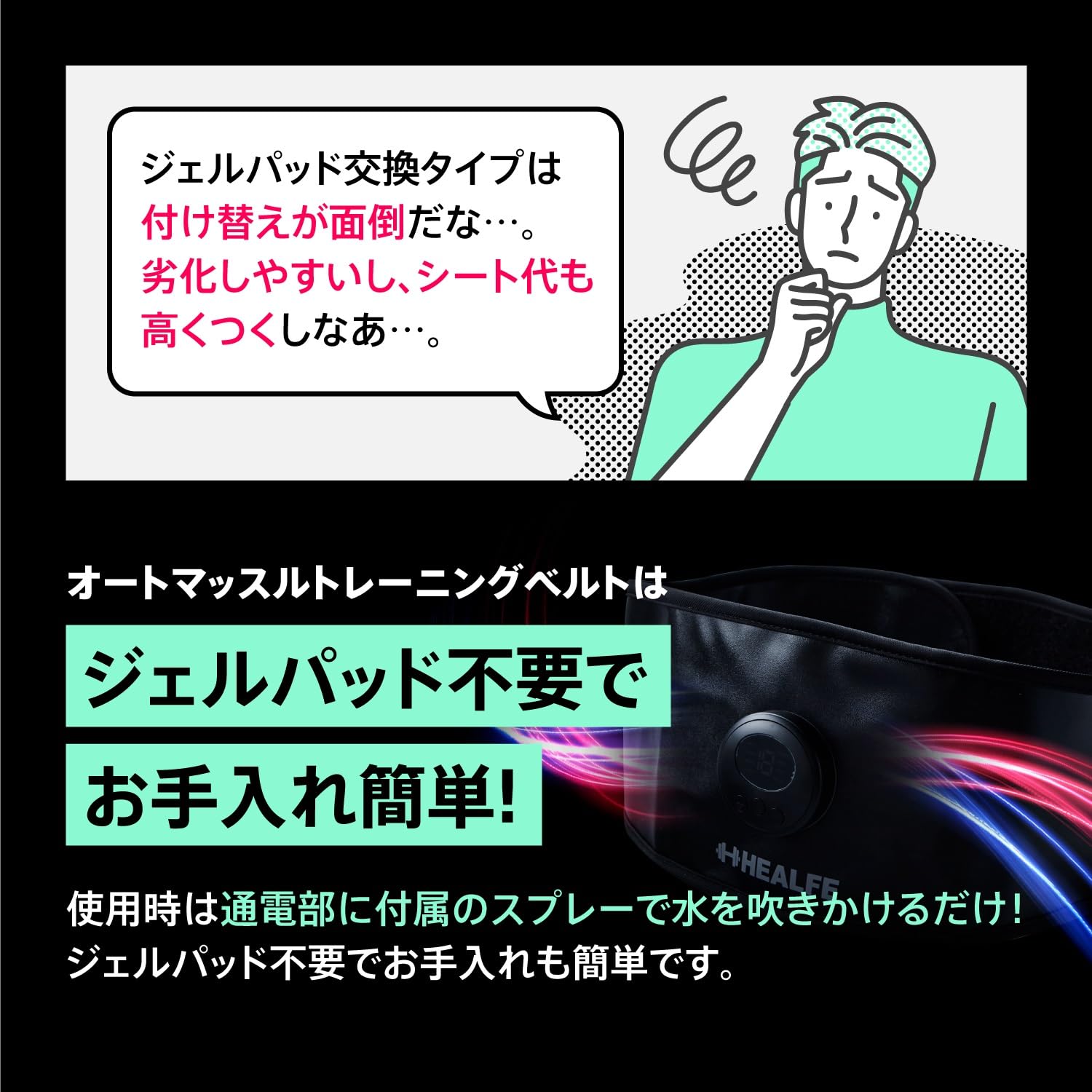 Amazon.co.jp: EMSマッスルベルト ジェルパッド不要 腹筋 筋トレ 19