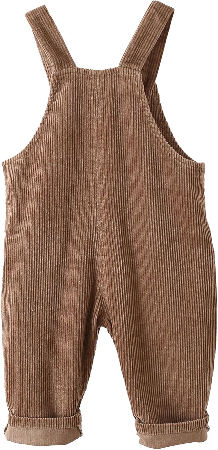 Happy Cherry Infant Baby Boy Girl Corduroy Overalls Romper Adjustable Button Suspender Big Pants Plain Romper Outfit Clothes - Image 3