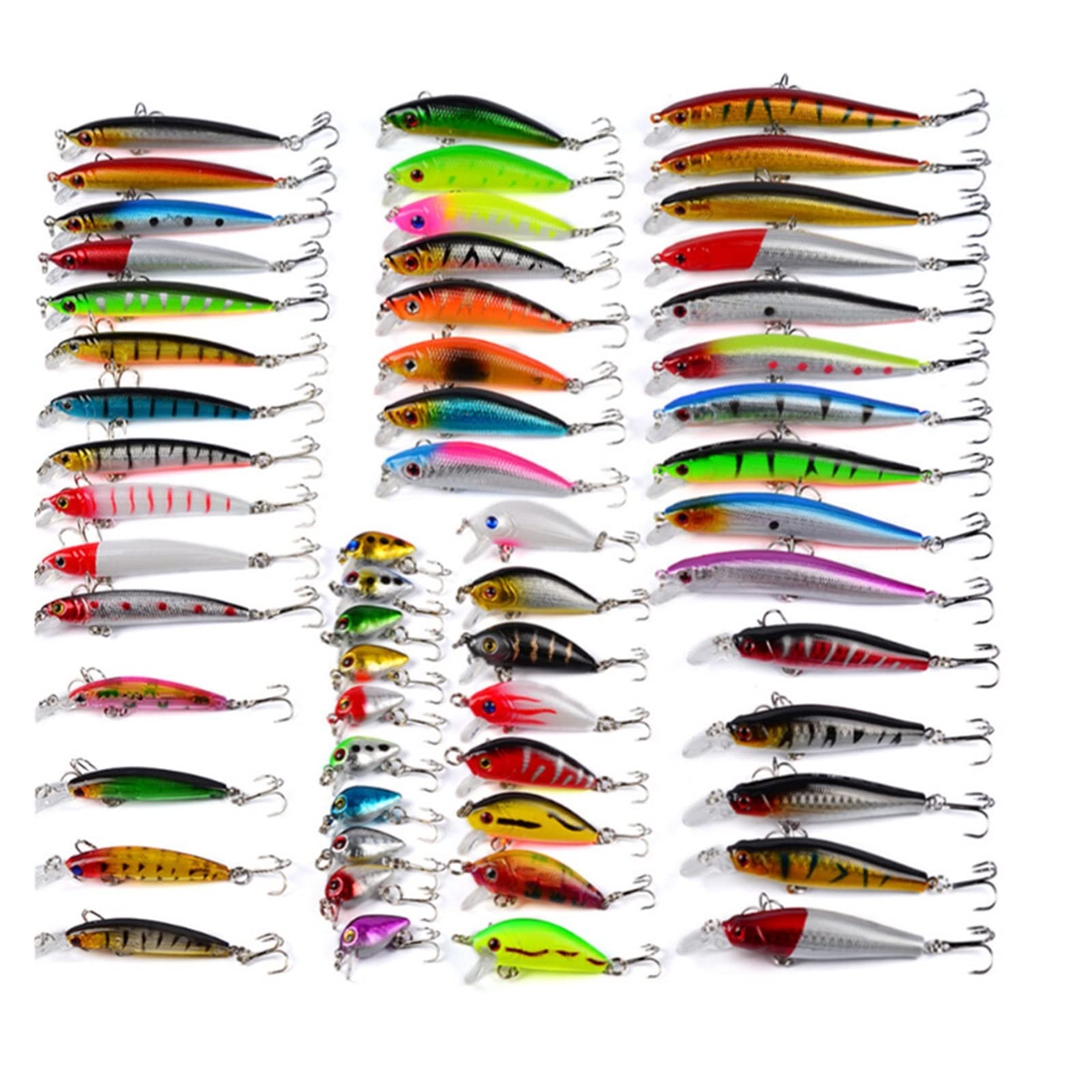 INEOUT 56 unids/Lote todopoderoso Conjunto de señuelos de Pesca Mixtos Crankbait Aparejos Wobblers de Pesca de lubina adecuados for Diferentes Tipos de Peces