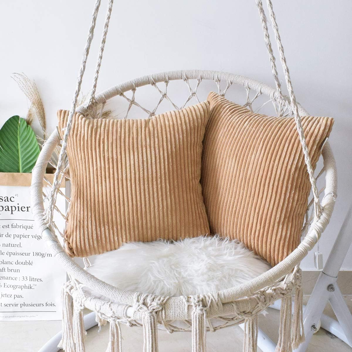 Decorative Pillow Covers Corduroy Soft Soild Throw Pillow Covers 4 Packs Square Cushion Cases Pillowcases for Sofa Bedroom Car 18 x 18 Inch Taupe