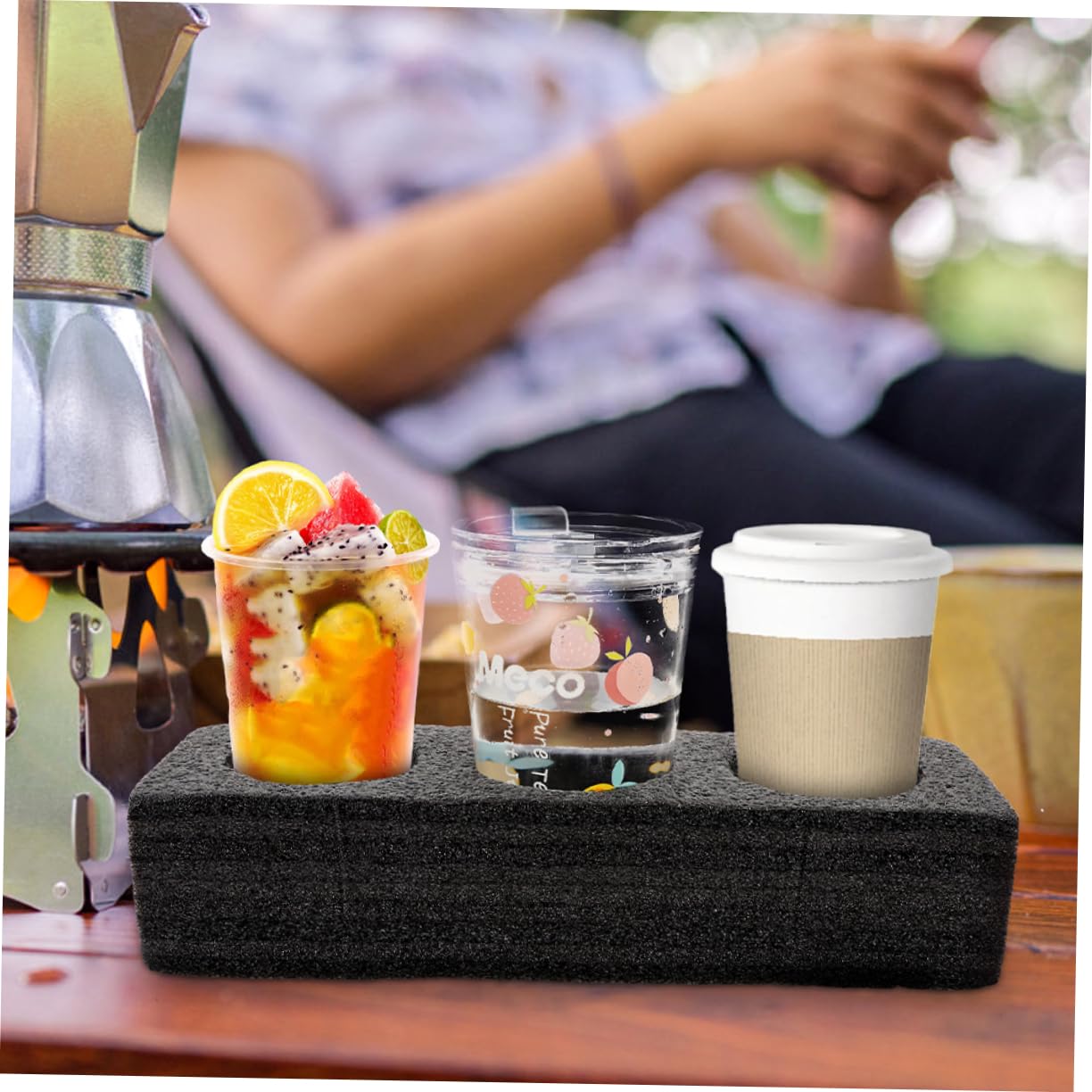 KICHOUSE 2pcs Drink Carry Holder Tray Takeout Cup Holder for Beverages Design for Transport Pearl Material for Tea and More