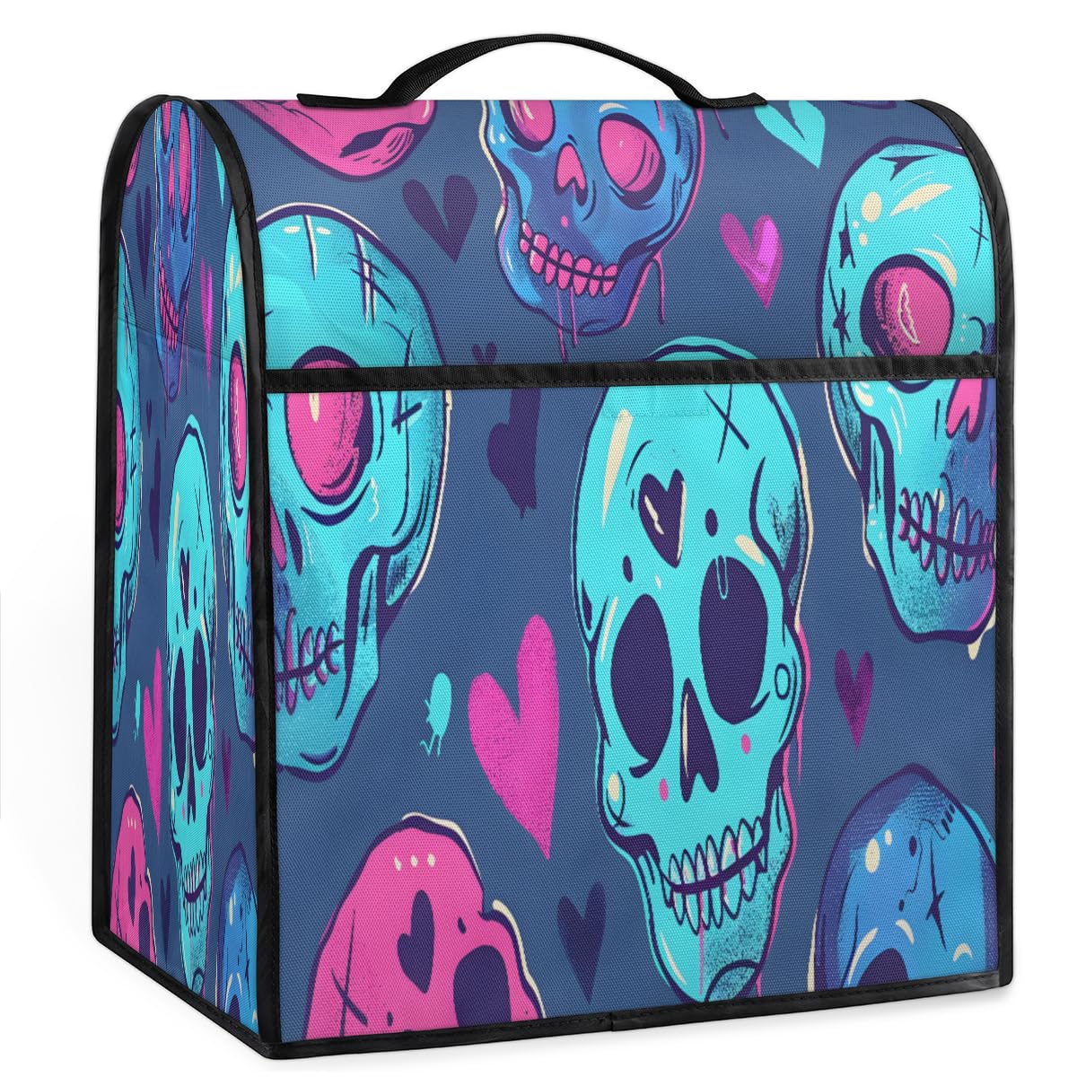 Coffee Maker Cover Skull Print Kitchen Appliance Covers Small Appliance Covers Blender Cover Juicer Cover Dust Covers for Kitchen Appliances with Top Handle and Pockets,Washable,B123