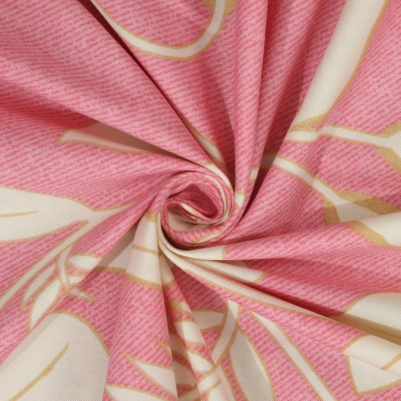 Image of Premium Cotton Fitted Bedsheet King Size 78 x 72 x 8 Inches with 2 Pillow Covers | 220 TC | All-Around Elastic Deep Pocket Bed Cover | Coral Pink Ivory Floral