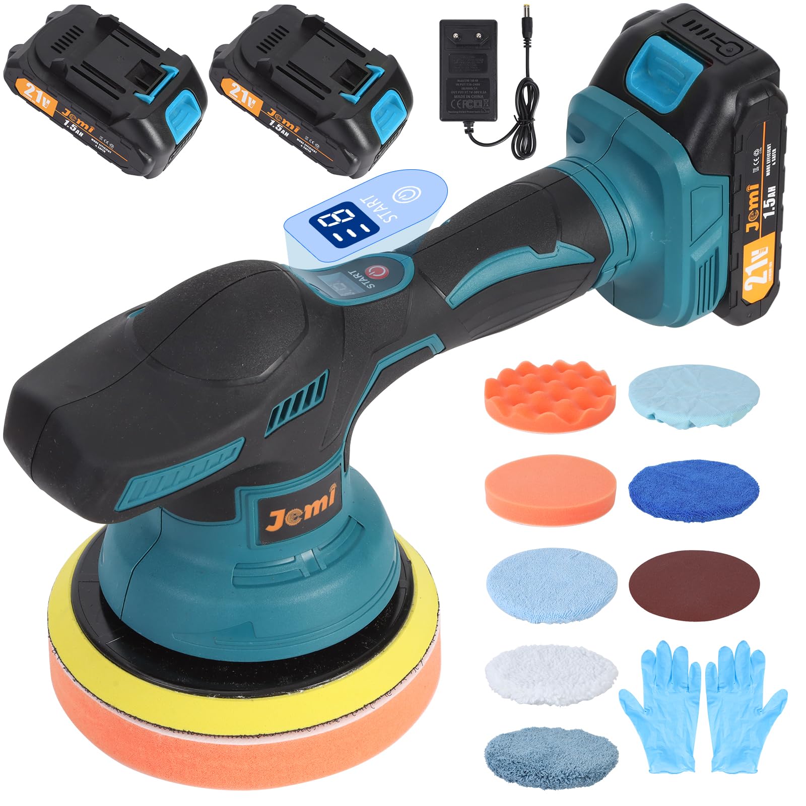 Pulidor de coche inalámbrico 21 V, 8 velocidades, 2800 – 5500 rpm