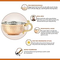 Vista 6 de Taza de espuma de cobre, accesorio de aseo tradicional martillado a mano turco, cuenco de afeitar de seguridad y soporte para cepillo, utensilio