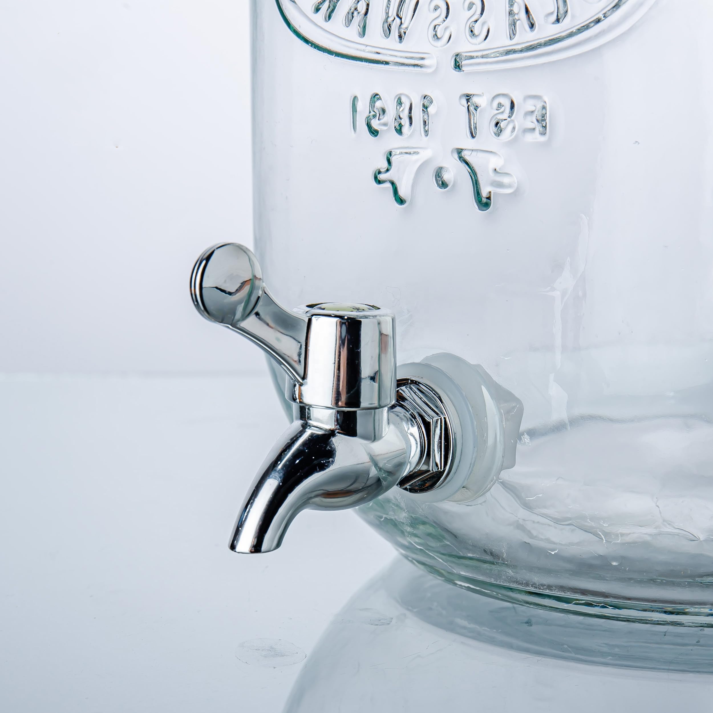 Avastro 5L Glass Mason Jar Party Juice Dispenser Glass Drink Beverage Dispenser with Tap Tank Beer Drink Juice Wine Barrel Faucet 5000 ml Pack of 1 3