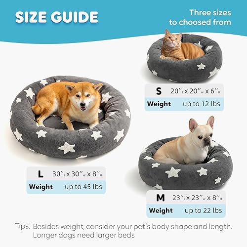 Vista 7 de Mora Pets Donut - Cama redonda para perros de tamaño mediano, con funda extraíble lavable, bonita cama para mascotas calmante y esponjosa