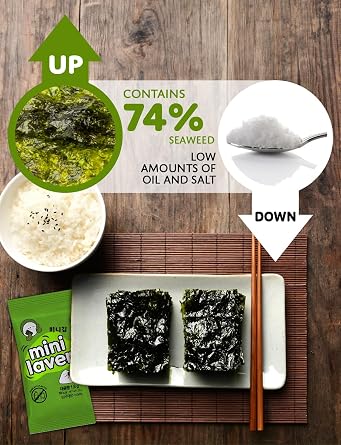 - 40 Count - Organic Roasted Korean Seaweed Sheets - Roasted Seaweed Sheet - Keto Vegan Gluten Free/Side Dish and Snack