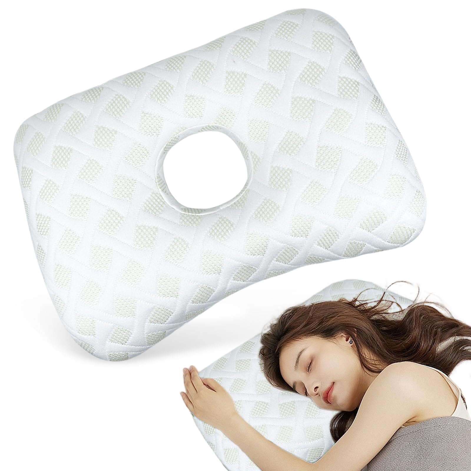 Coussin de piercing avec trou blanc pour des nuits sereines