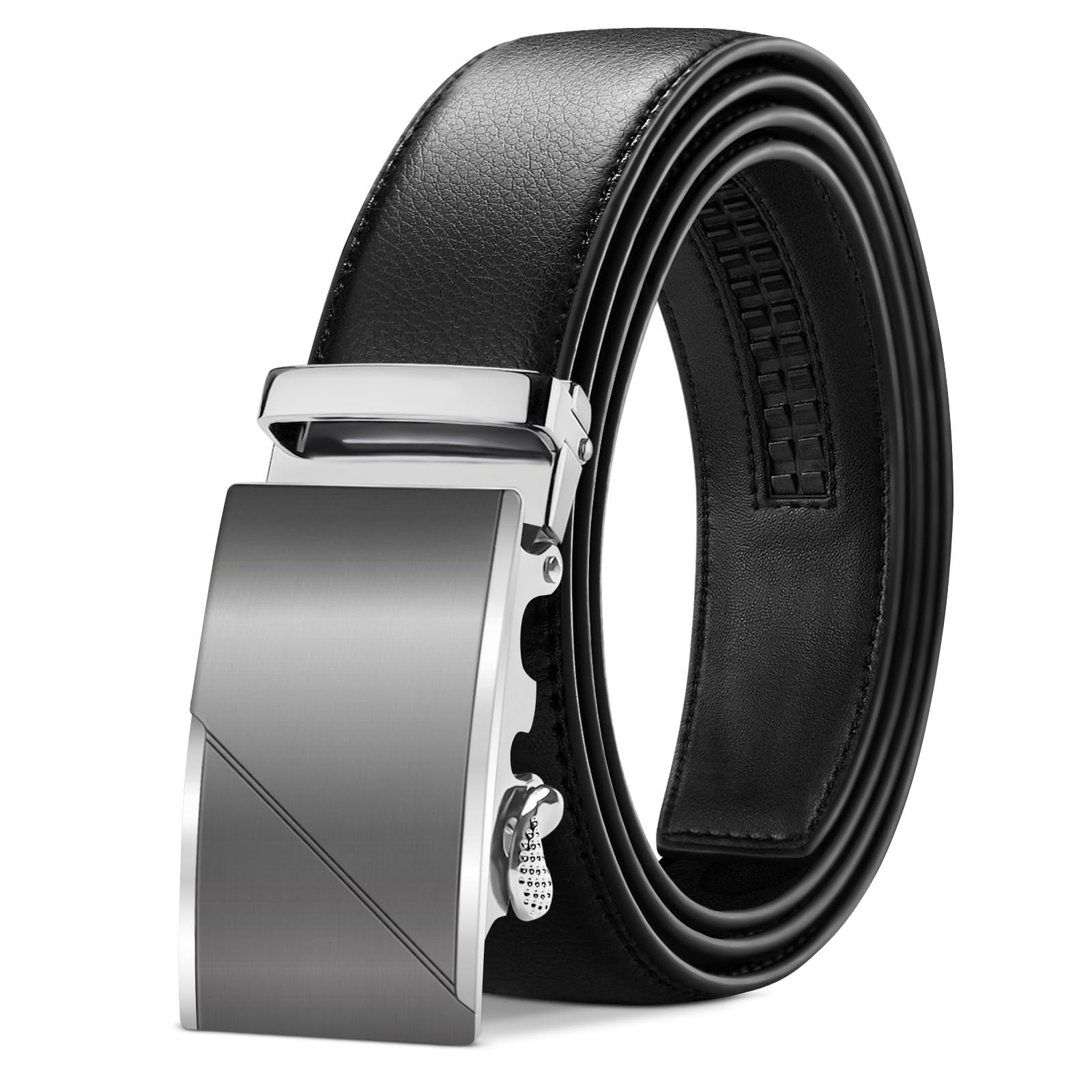 TANGCHAO Cintura Uomo, Cintura a Cricchetto da Uomo in Pelle con Fibbia Scorrevole Automatica 35mm, Trim Regolabile per Adattars