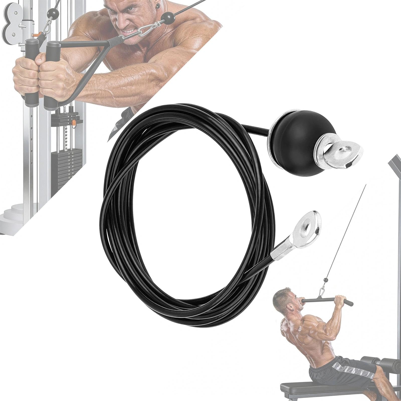 LERANXIN 3.5 Meter Fitness Steel Cable, Thick 5.1 mm Heavy Duty Steel Wire and Lift Pulldown Pulley System Home Gym Cable Accessories