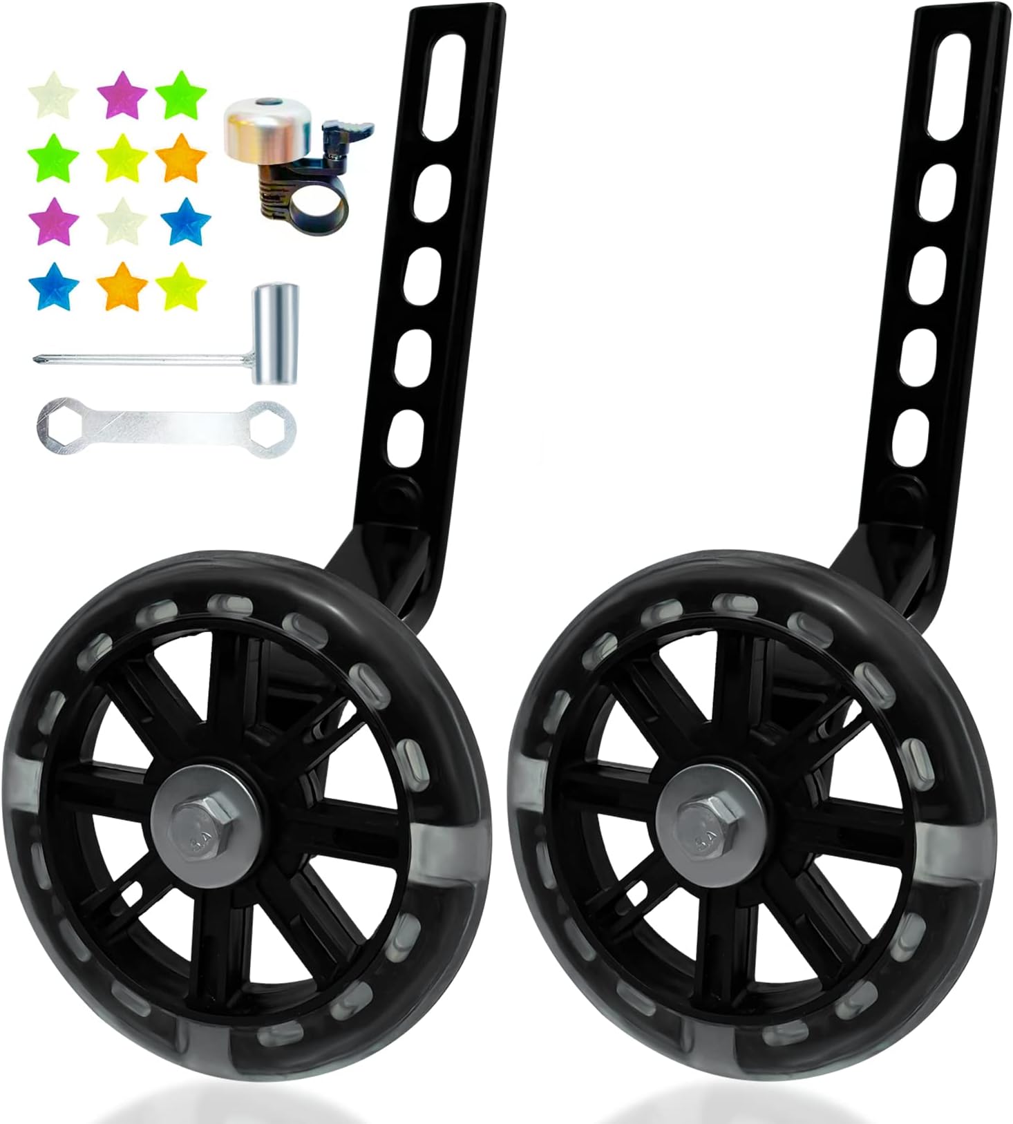 DDJKCZ Training Wheels Flash Mute Wheel Bicycle Compatible for Bikes of 12 14 16 18 20 Inch