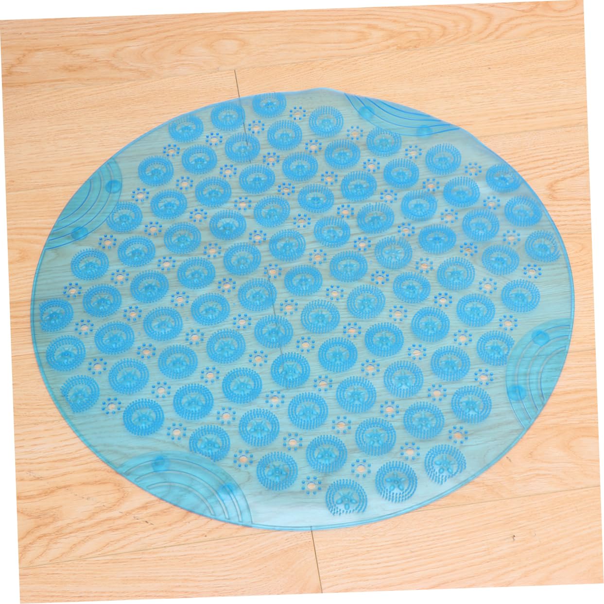 WOONEKY Blau Bodenmatte aus PVC Runde, rutschfeste für Badezimmer und Flur
