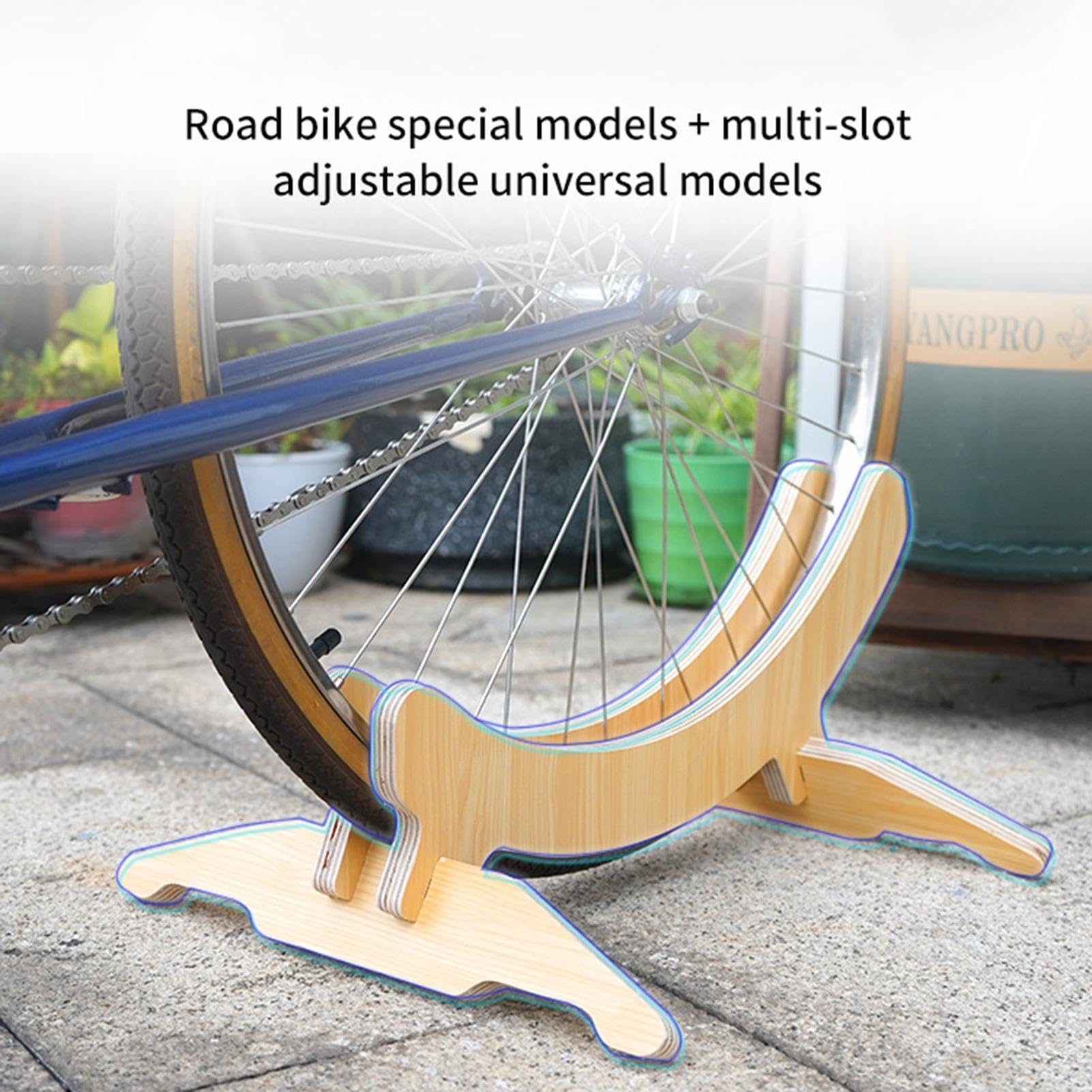 Portabici da pavimento, portabiciclette, portabiciclette, in legno | per organizer per mountain bike e pneumatici da strada, forte universalità, 52 x 40 x 22 cm