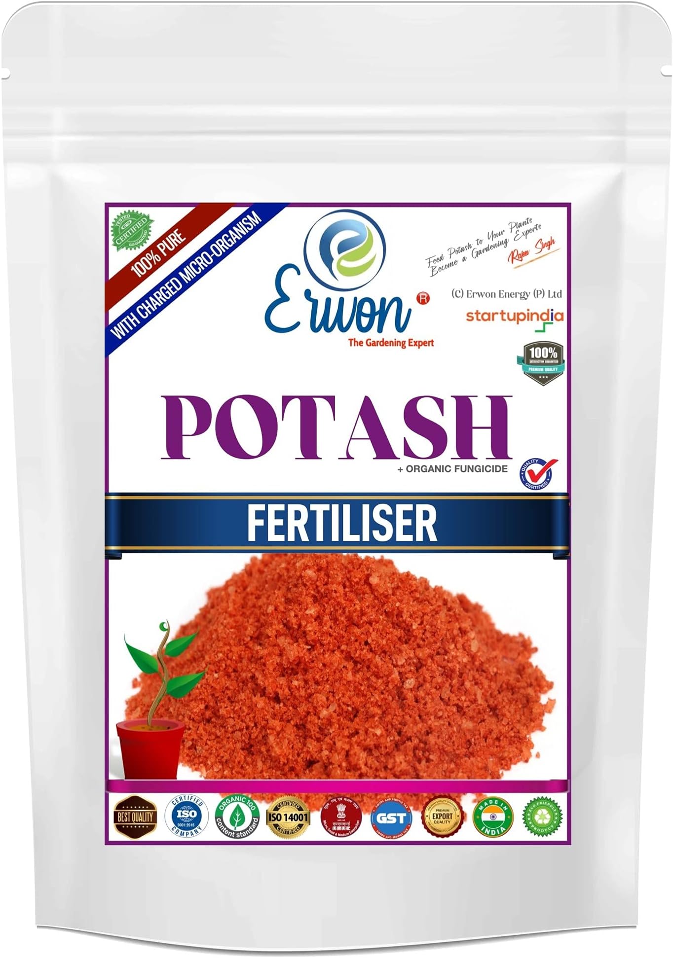 Erwon Potash Fertilizer, Pure, Premium Powerful Fertilizer For Overall Growth Of Plants (900 Gm), Granules