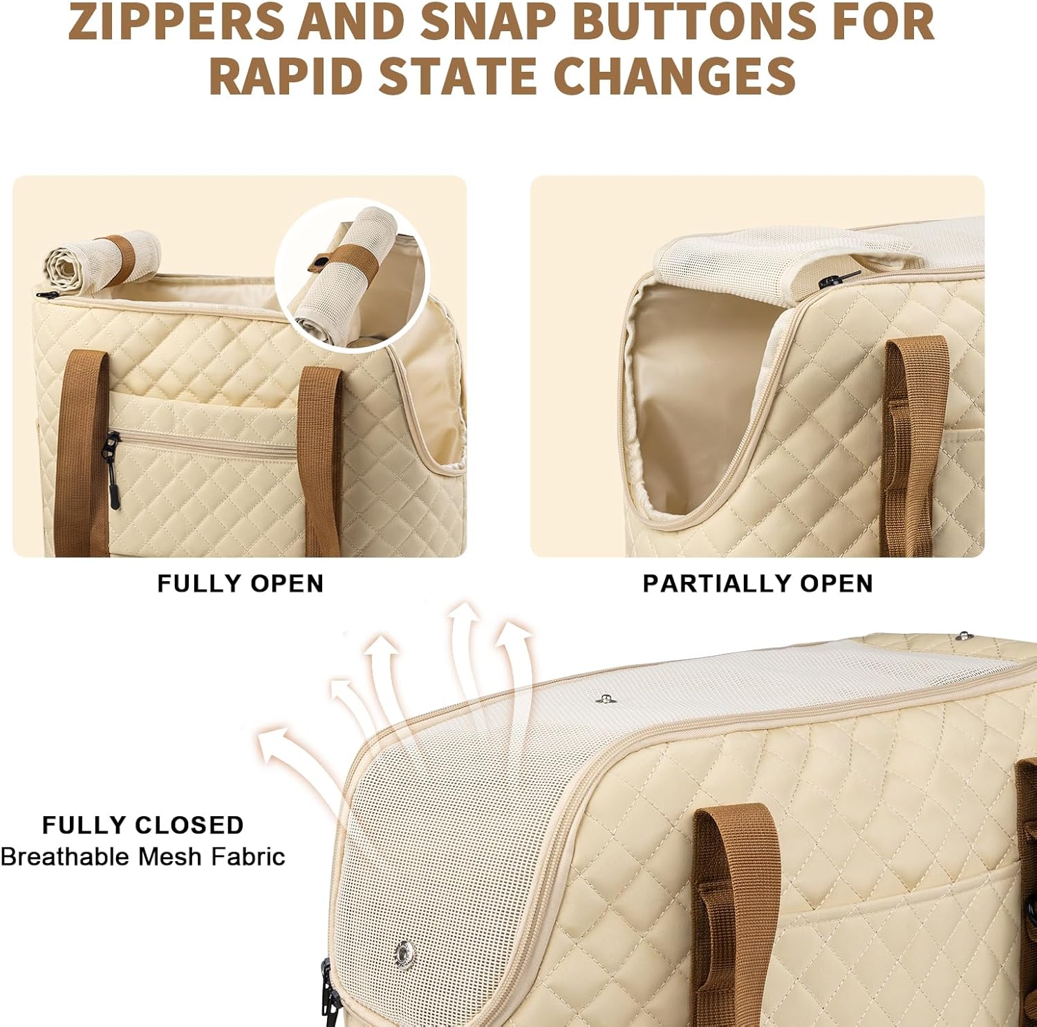 Dog Purse Carrier for Small Dogs, Soft Sided Pet Carrier with Pockets, Foldable Dog Carrier Purse for Puppy, Rabbit, Cat, Washable Breathable Pet Carrier, Dog Carrier Bag for Outdoor Shopping Travel