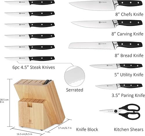 Miniatura 2 de Juego de cuchillos de cocina, juego de cuchillos profesionales de 13 piezas con bloque y afilador, juego de cuchillos de chef afilados, ideal para