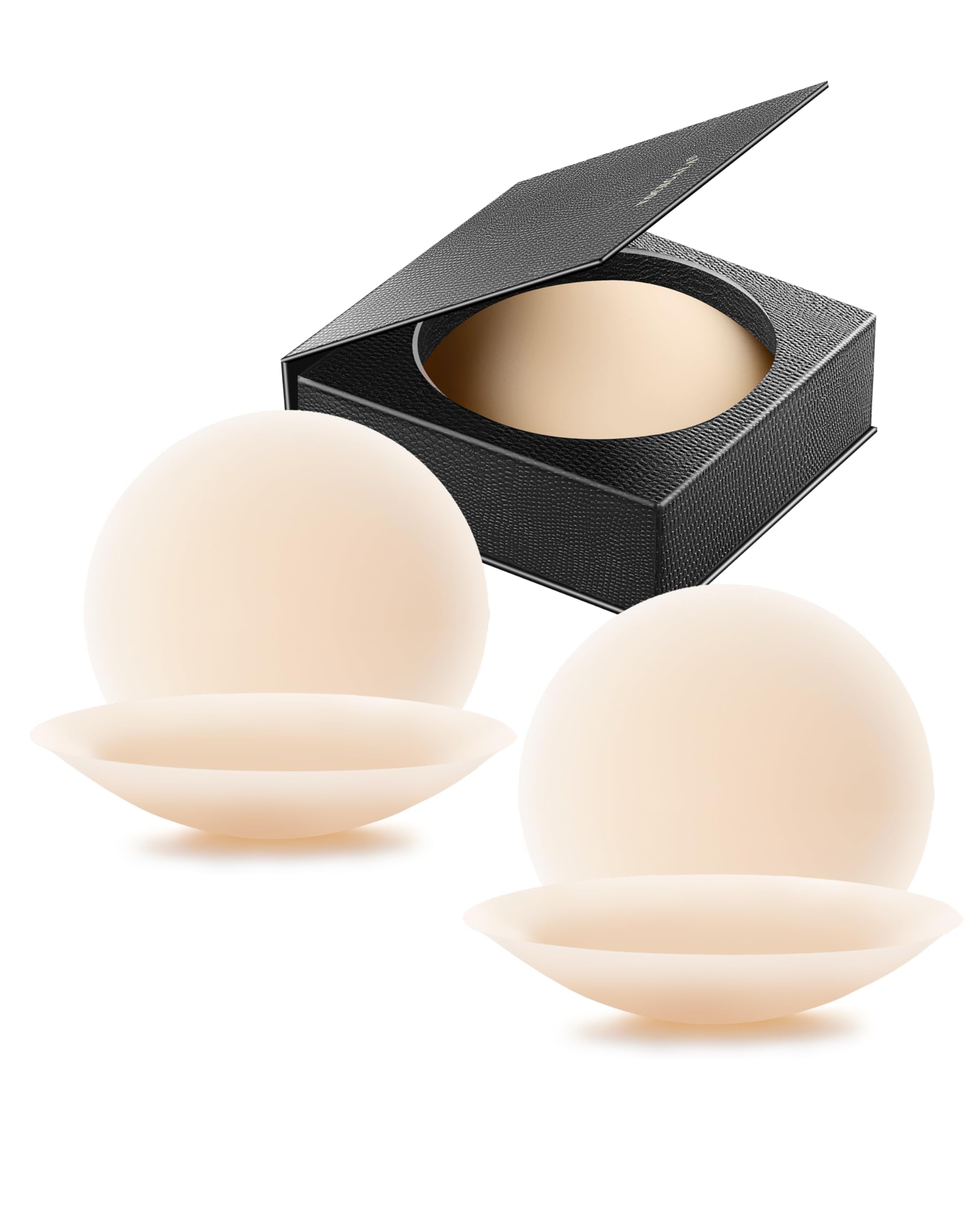 Nipple Covers 2 Pairs-Seamless and Sheer Adhesive Silicone Nipple Pasties for Women Reusable, Sticky Breast Petals