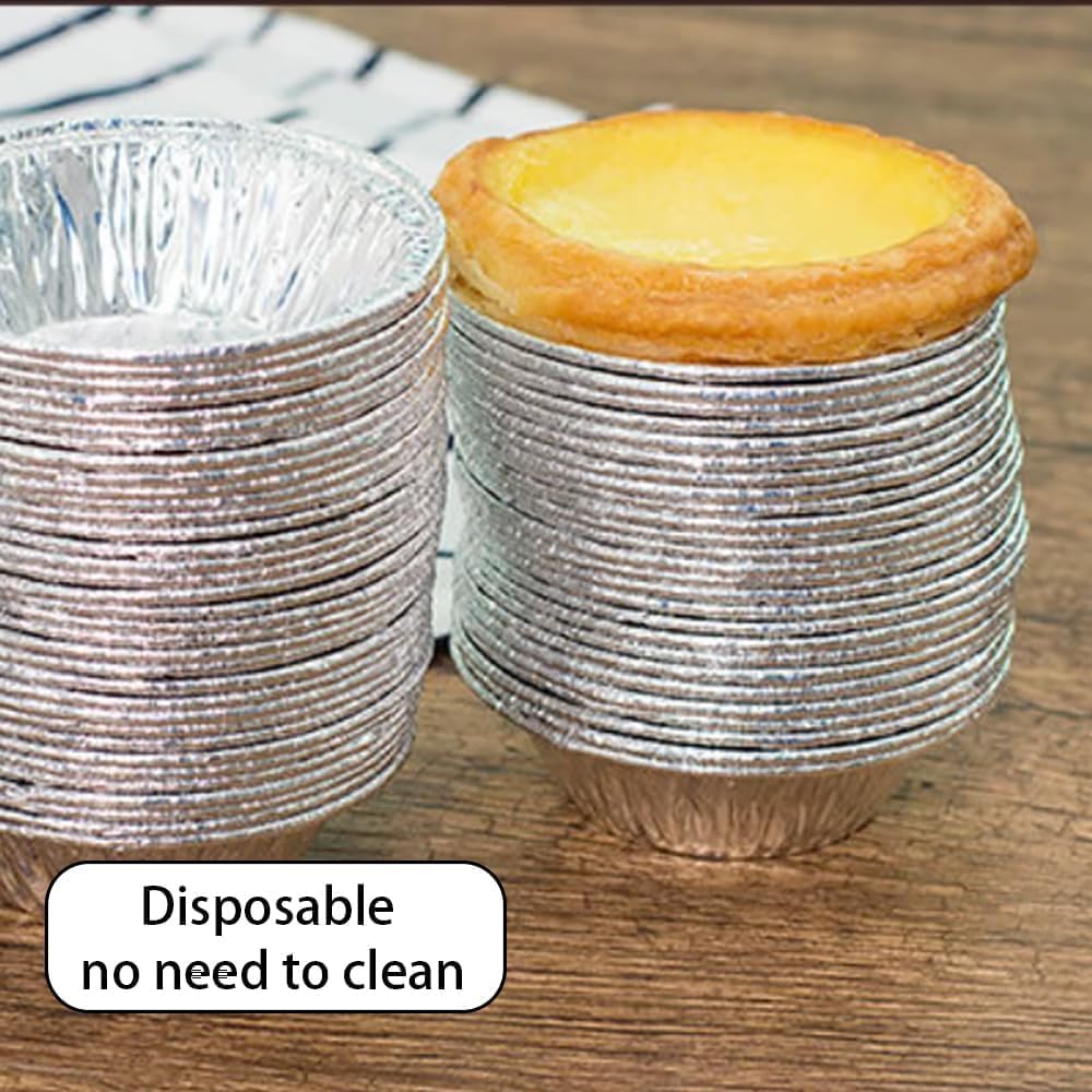 100 Pcs Silver Mini Pie Tins, Round Tart Pie Foil Pans, Aluminum Foil Tart Pans,Individual Serving Pan for Baking