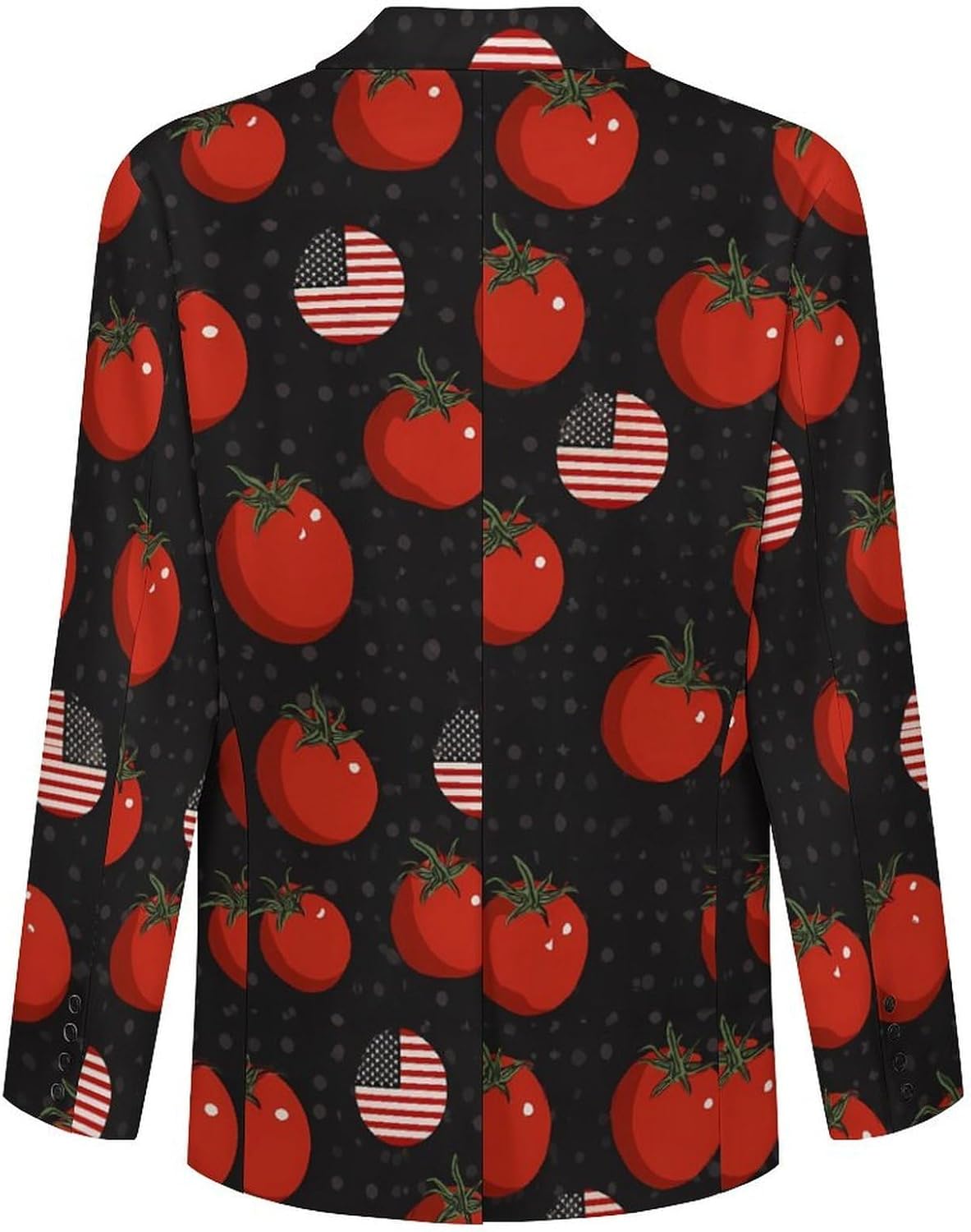Tomatoes U.S. Flag Trendy Men's Two Button Suit Funny Casual Slim Fit Blazer Coat Tuxedos Jackets