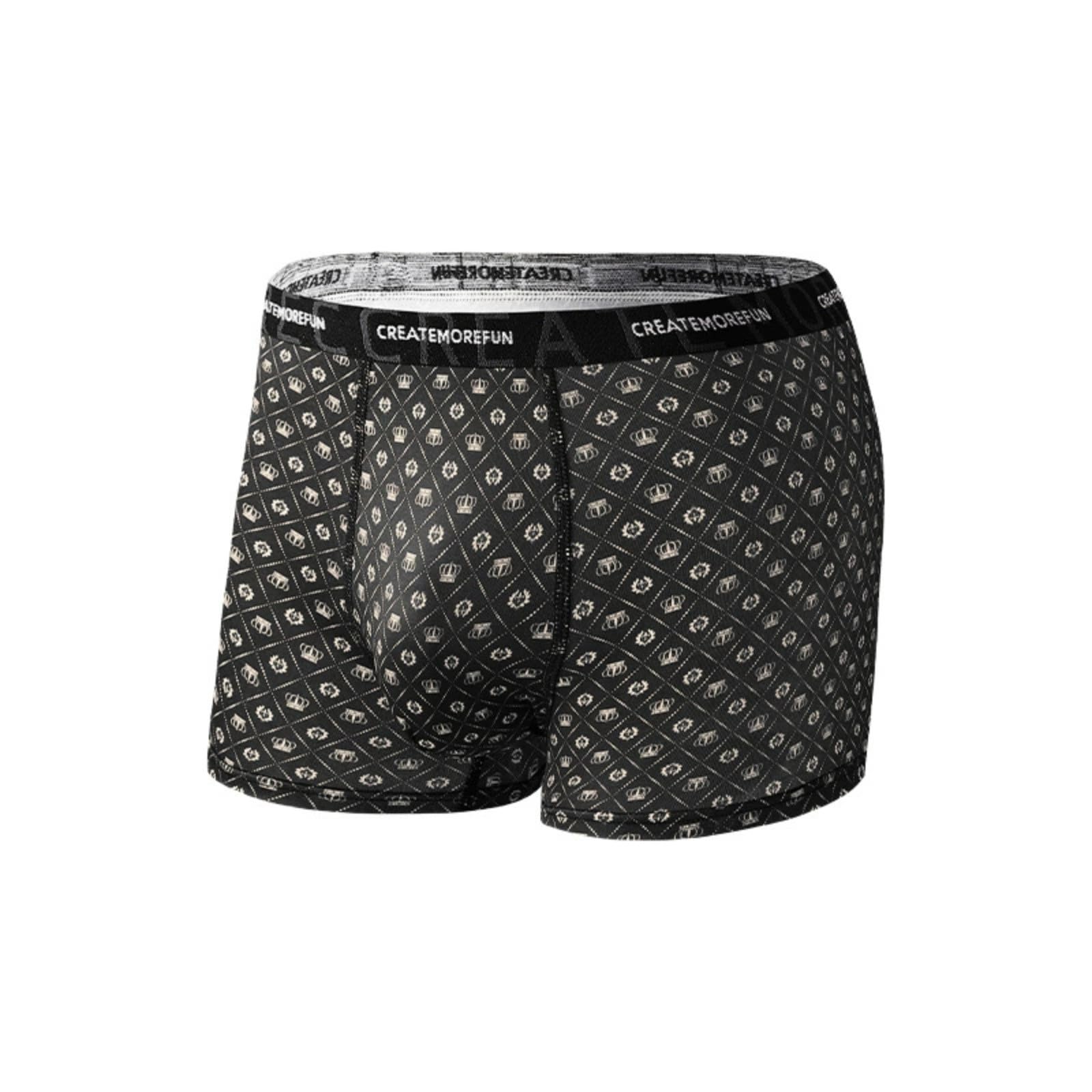 Mens Underwear Boxer Briefs Ice Silk Total Support Pouch Moisture-Wicking Stretch Breathable Boxers Soft Underpants