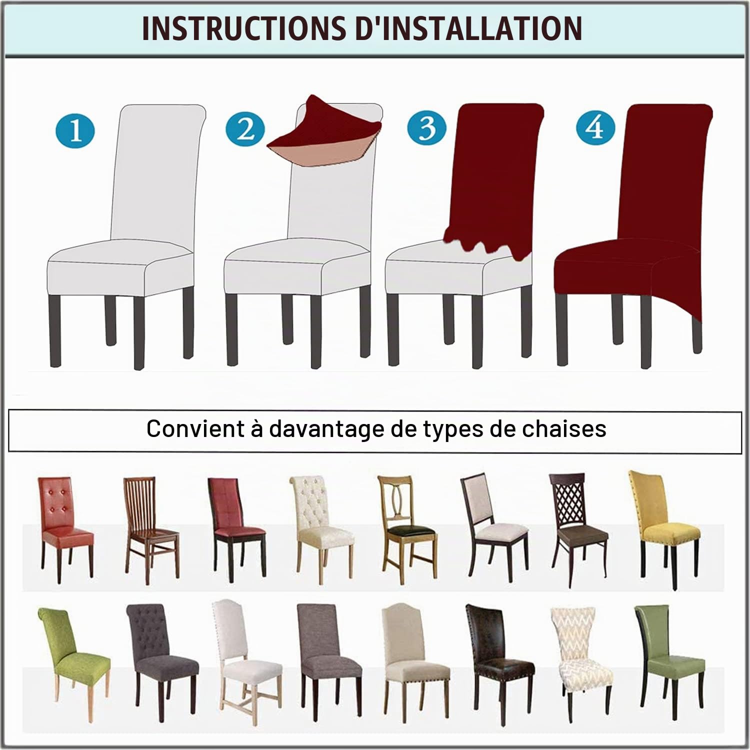 1/2/4/6 PCS Diamond Lattice Stretch Imperméable XL Housses de Chaise pour Salle à Manger, Spandex Haut Dossier Grande Chaise de Salle à Manger Housses(Taupe,6 pièce)