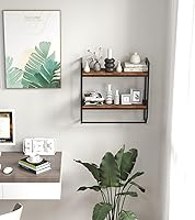 Vista 9 de GOFLAME Estantes industriales de baño de 2 niveles con toallero, estante sobre el inodoro montado en la pared con marco de metal, estante