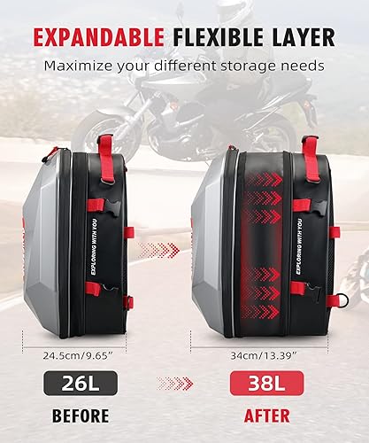 Miniatura 4 de NICECNC Mochila rígida para casco de motocicleta, 38 L, gran capacidad, bolsa de asiento trasero de motocicleta, bolsa de almacenamiento expandible
