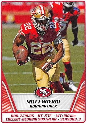 2019 NFL Football Panini Album Sticker #516 Matt Breida San Francisco 49ers (2 inches Wide X 2 1/4 Inch Tall Individual Album Sticker)