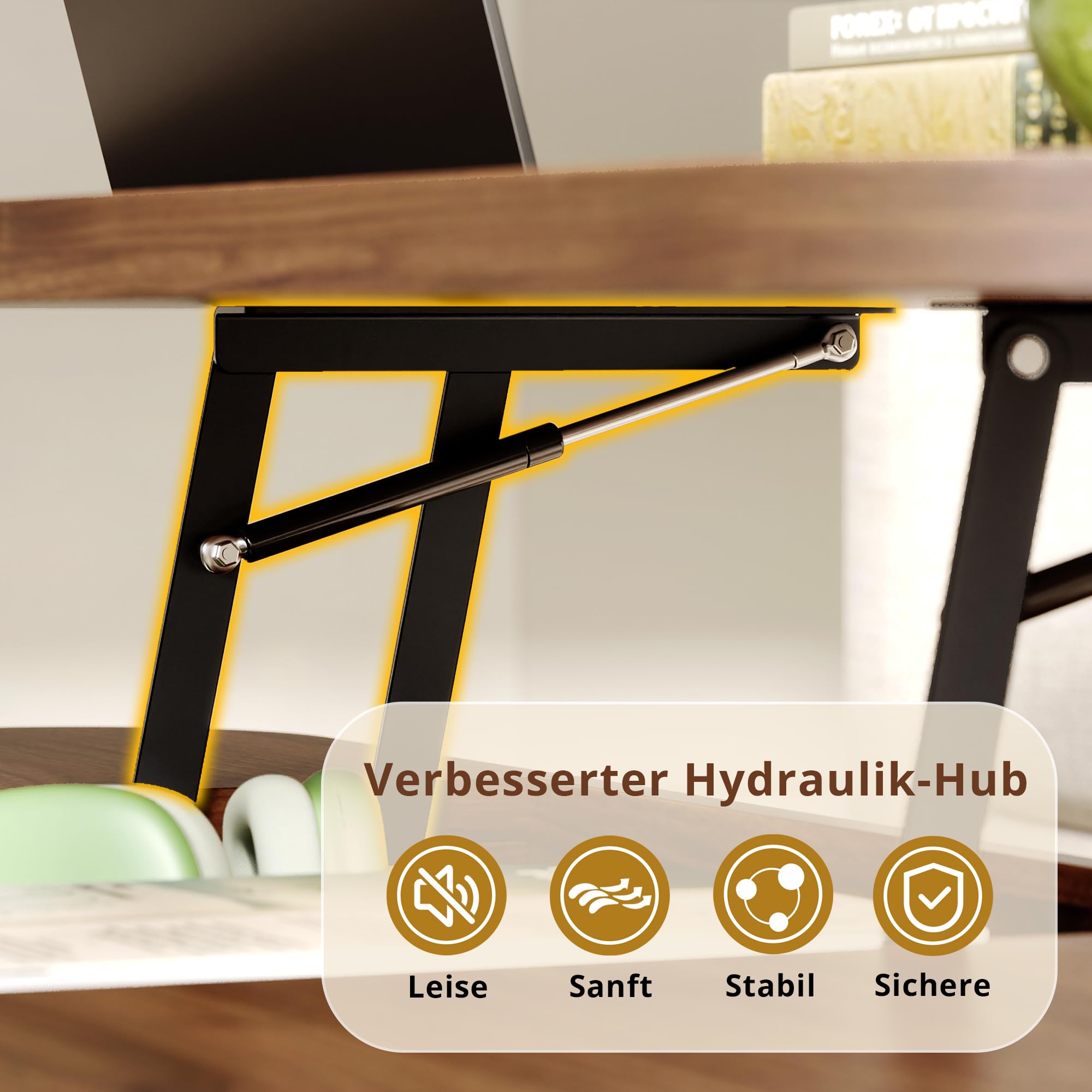 IRONCK Couchtisch höhenverstellbar, Wohnzimmertisch mit Stauraum, Holz Kaffeetisch mit Schiebetüren, verstecktes Fach, offenes Fach, für kleine Räume, Wohnzimmer, Homeoffice, 101x51x52cm, Walnüsse